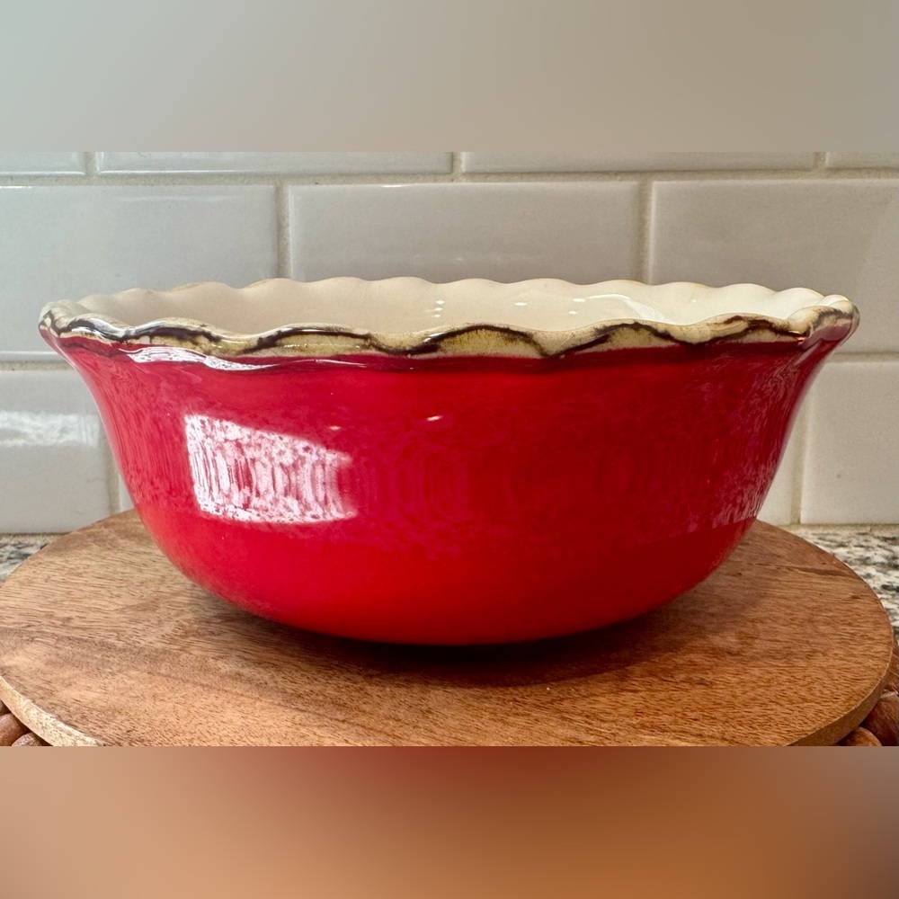 Maioliche Jessica Red Ceramic Bowl, Made In Italy 7.5 Inch EUC‎